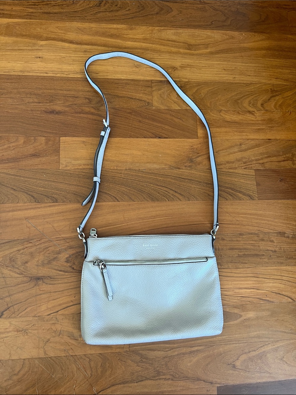 kate spade Cream Pebbled Leather Crossbody with Front Zip